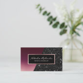 バーグンディブモダンラックグリッター美しいサロンスパ 名刺 (スタンド正面)