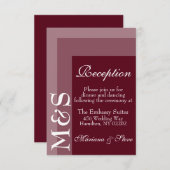 バーグンディモダンウェディングレセプションカード サンキューカード (正面/裏面)