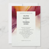 バーグンディモダンオレンジミニマル秋の結婚式 招待状 (正面)