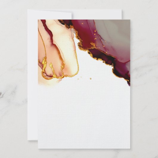 バーグンディモダンオレンジ金ゴールドエレガント秋の結婚式 招待状 (裏面)