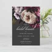 バーグンディモダンクリームペオニーフローラブライダルブランチ 招待状 (スタンド正面)