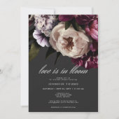 バーグンディモダンクリームラブイン開花ブライダルシャワー 招待状 (正面)