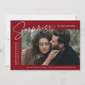 バーグンディモダンサプライズ写真婚約 案内状 (正面)