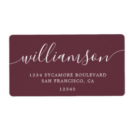 バーグンディモダンスクリプトファミリー差出人住所 ラベル