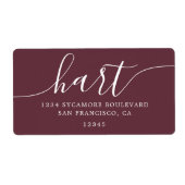 バーグンディモダンスクリプトファミリー差出人住所 ラベル (正面)