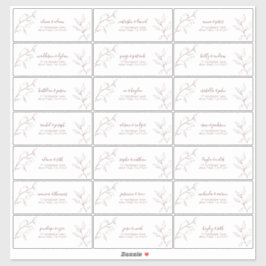 バーグンディモダンスクリプトボタニカルゲストアドレス シール