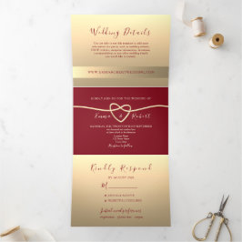 バーグンディモダントリフォールド招待状 三つ折り招待状