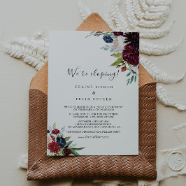 バーグンディモダンネイビー赤面エロペメント披露宴 招待状