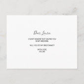 バーグンディモダンネイビー赤面フローラブライデスメイド インビテーションポストカード (裏面)