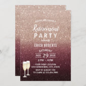 バーグンディモダンバラ金ゴールドグリッター退職パーティー 招待状 (正面/裏面)