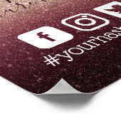 バーグンディモダンバラ金ゴールドソーシャルメディアのハッシュタグ ポスター (角)