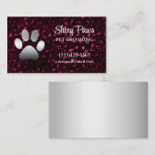 バーグンディモダンヒョウ柄ドッグポーペットグルーミング 名刺 (正面/裏面)