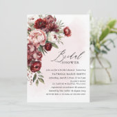 バーグンディモダンピンク赤面フローラブライダルシャワー 招待状 (スタンド正面)