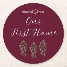 バーグンディモダンファーストホームコースター