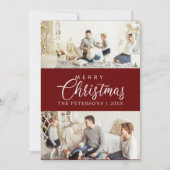 バーグンディモダンフォトコラージュのクリスマス シーズンカード (正面)