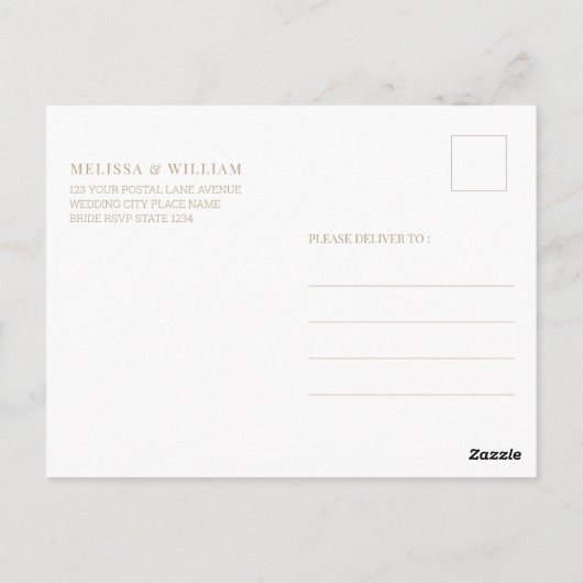 バーグンディモダンフローラモノグラム結婚式招待状 ポストカード (裏面)