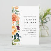 バーグンディモダンフローラ花結婚式招待状 招待状 (スタンド正面)