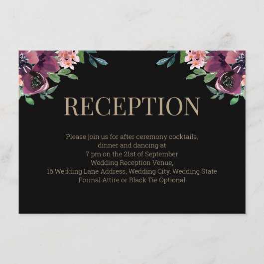 バーグンディモダンフローラ金ゴールドモノグラム披露宴 エンクロージャーカード (正面)