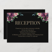 バーグンディモダンフローラ金ゴールドモノグラム披露宴 エンクロージャーカード (正面/裏面)