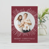 バーグンディモダン日が差すことメリークリスマス2写真 シーズンカード (スタンド正面)