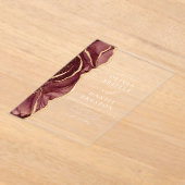 バーグンディモダン金ゴールドアゲートエレガントな結婚式 アクリル招待状 (レイダウン)