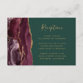 バーグンディモダン金ゴールドアゲートグリーンウェディングレセプション エンクロージャーカード (正面)