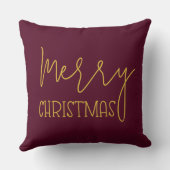 バーグンディモダン金ゴールドミニマリストのメリークリスマス クッション (裏面)