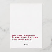 バーグンディモダン&金ゴールドクリスマスフォト 箔シーズンカード (裏面)