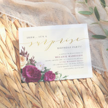 バーグンディモダン&金ゴールドサプライズ誕生日パーティー