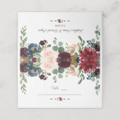 バーグンディユニークネイビーブルーフローラテーブル番号 プレイスカード (外部開封)