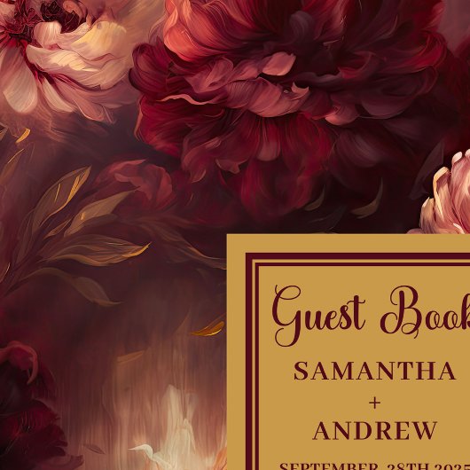 バーグンディユニーク赤面金ゴールド結婚ズゲストブック ゲストブック