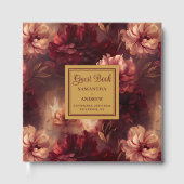 バーグンディユニーク赤面金ゴールド結婚ズゲストブック ゲストブック (正面)