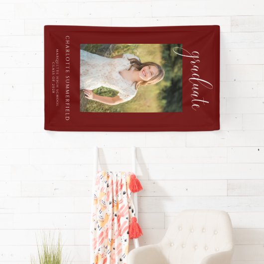 バーグンディ卒業式のスクリプトパーティーの写真 横断幕 (インサイチュ)