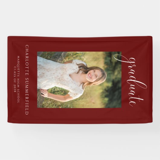 バーグンディ卒業式のスクリプトパーティーの写真 横断幕 (横)