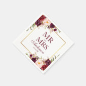 バーグンディ夫妻のフローラ結婚ズ スタンダードカクテルナプキン (角)