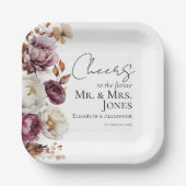 バーグンディ夫妻への応援秋婚約 ペーパープレート (正面)