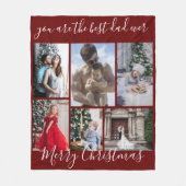 バーグンディ最高のパパエバーメリークリスマス フリースブランケット (正面)