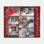 バーグンディ最高のパパエバーメリークリスマス フリースブランケット (正面(横))