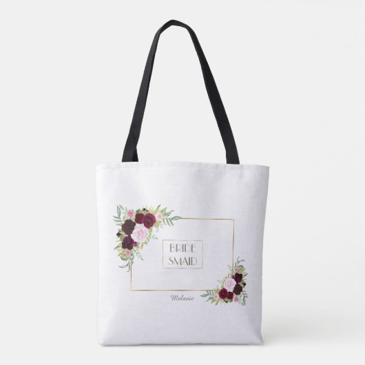 バーグンディ王室のマルサラフローラブライドメイド トートバッグ (裏面)