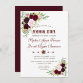 バーグンディ王室のマルサラフローラリハーサルディナー 招待状 (正面/裏面)