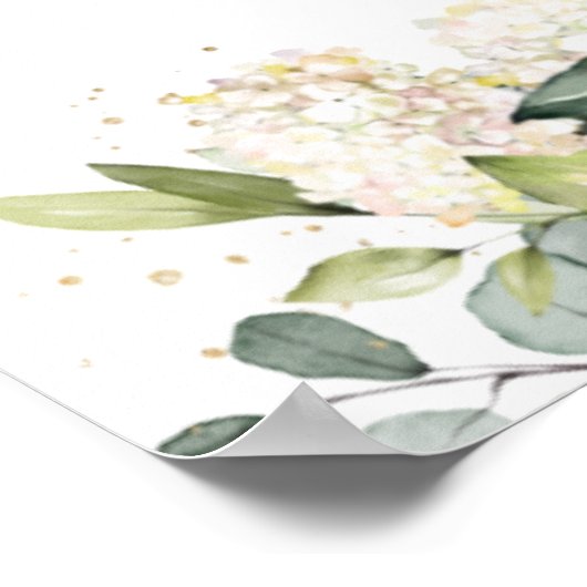 バーグンディ素朴アイボリーフローラ結婚のウェルカムサイン ポスター (角)