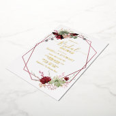 バーグンディ素朴ウォーターカラーフラワーズブライダルシャワー 箔招待状 (回転した状態)