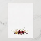 バーグンディ素朴ウォーターカラーフラワーズブライダルシャワー 箔招待状 (裏面)