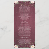 バーグンディ素朴ウッドストリングライト結婚式 プログラム (裏面)