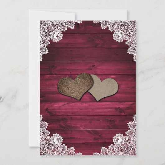 バーグンディ素朴ウッドレースサンフラワーブライダルシャワー 招待状 (裏面)