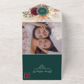 バーグンディ素朴エメラルドウェディング招待 オールインワン招待状 (外側)