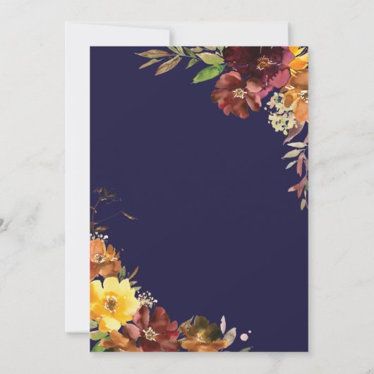 バーグンディ素朴オレンジイエローフローラ秋の結婚式 招待状 (裏面)