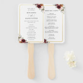 バーグンディ素朴オレンジピンクフローラ結婚式 プログラム ハンドファン (正面&裏面)