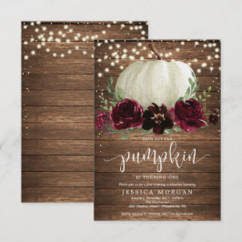 バーグンディ素朴カボプキンファースト誕生日招待状 招待状