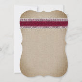 バーグンディ素朴カントリーバーラップレース結婚ズ 招待状 (裏面)